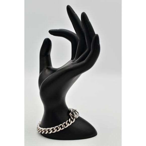 Avon Vintage Belt Buckle Bracelet Silver Tone Linked Chain Signed 80s 1980s Bin2 - Picture 8 of 12